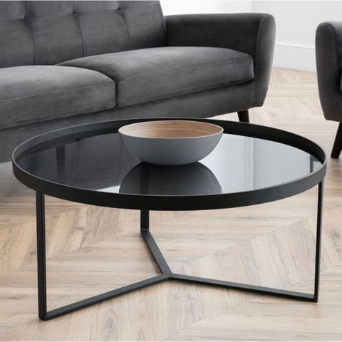 Camilla Clear Glass Oval Coffee Table With Frosted Undershelves ... with Clara Table, Black Metal, Clear Glass